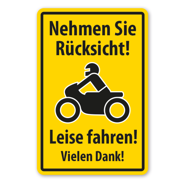 Schild Nehmen Sie Rücksicht - Leise fahren - Vielen Dank