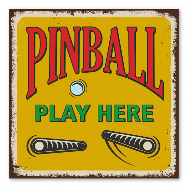 Retroschild / Vintage-Schild Pinball (Flipper) – Play Here