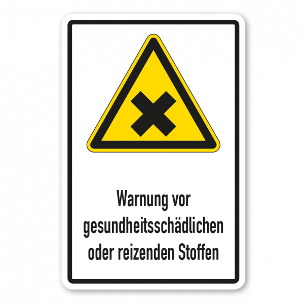 Warnschild Warnung vor gesundheitsschädlichen oder reizenden Stoffen - Kombi