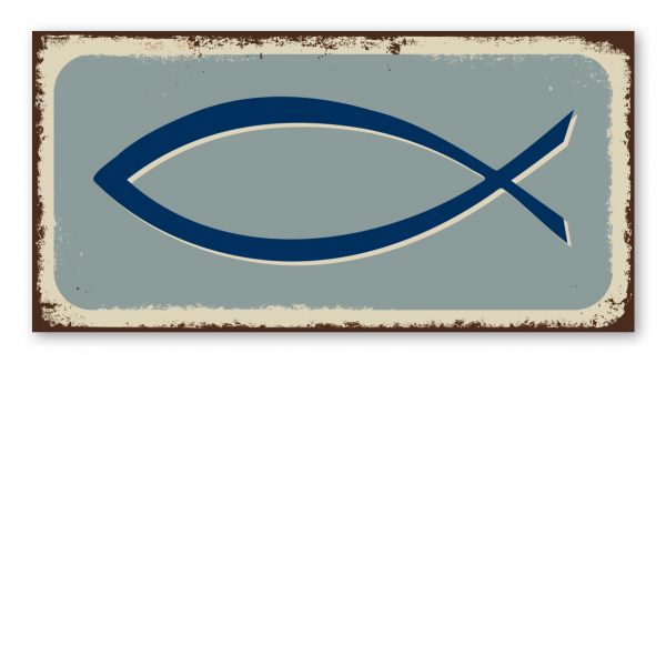 Retroschild / Vintage-Textschild Fisch Symbol – Christen - Religion - Glaube