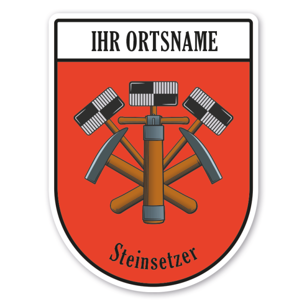 Maibaumschild / Zunftwappen Steinsetzer - Pflasterer mit Zunftnamen, Ortsnamen oder Ihrem Wunschtext - Wappen BL