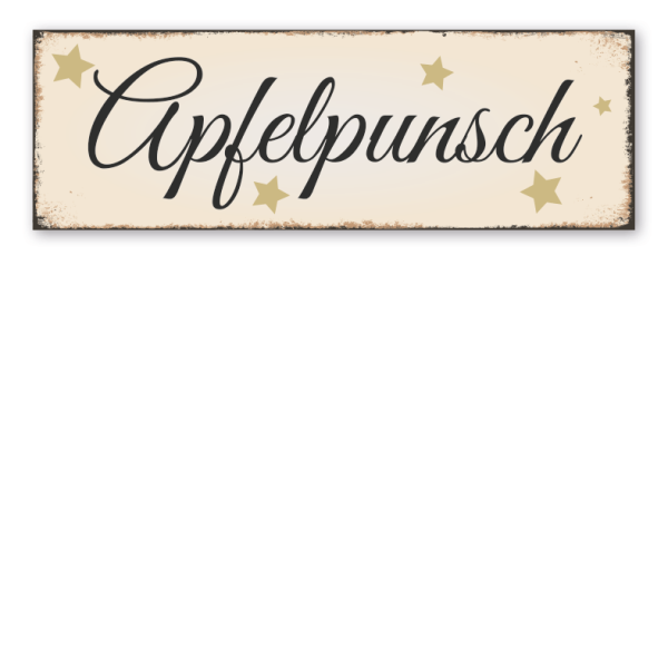 Schild für Weihnachtsmärkte Apfelpunsch in Retro-Ausführung