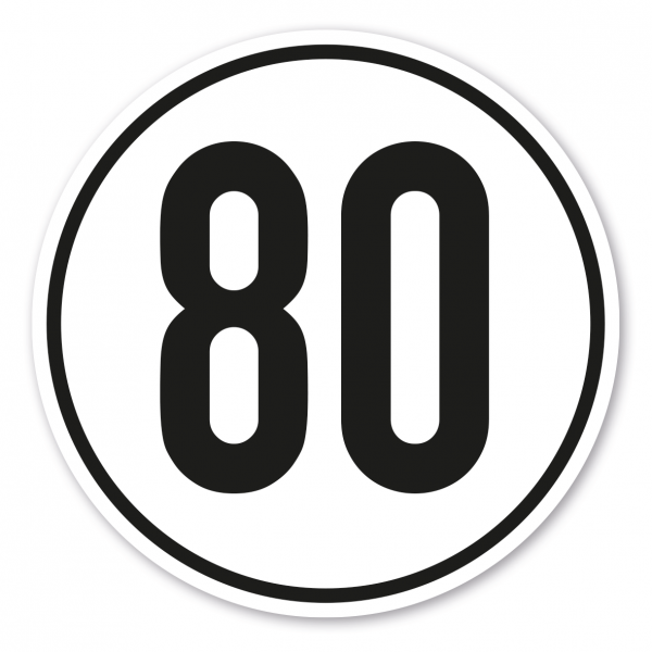 Verkehrsschild - Geschwindigkeitsschild 80 km/h - nach StVZO § 58 - VZ-PR-50