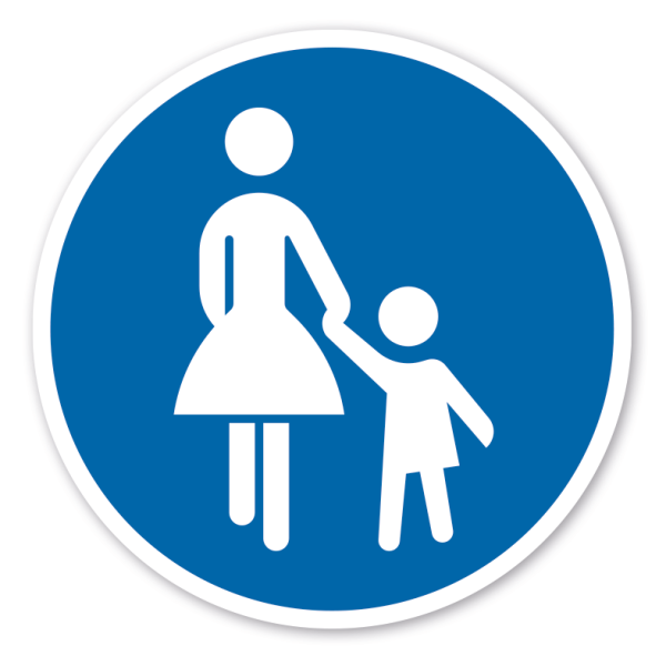 Gebotszeichen Fußgänger - Kinder an die Hand nehmen