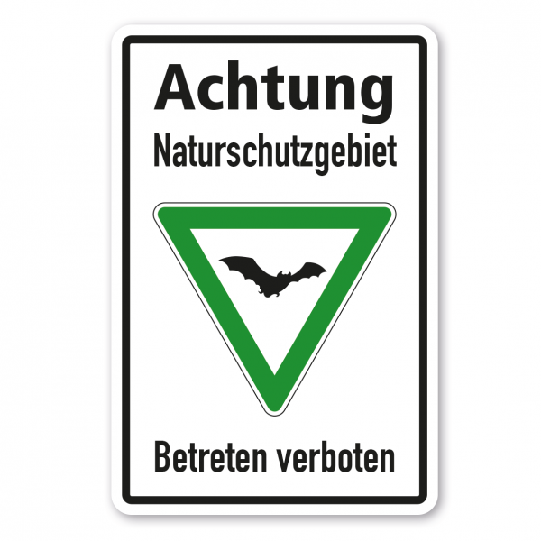 Hinweisschild Achtung Naturschutzgebiet - Betreten verboten - Fledermaus - Kombi