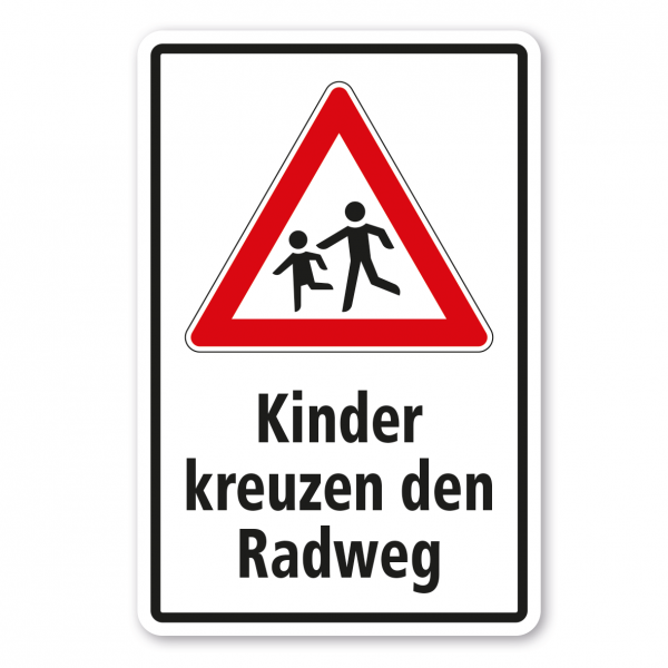 Kinderschild / Verkehrsschild Kinder kreuzen den Radweg - Kombi