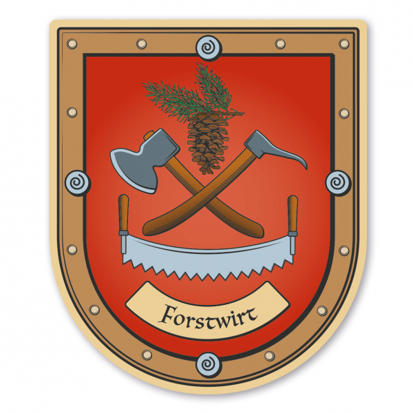 Maibaumschild / Zunftwappen Forstwirt - Säge mit Zunftnamen oder Ihrem Wunschtext - Wappen B