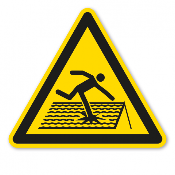 Warnzeichen Warnung vor nicht durchtrittsicherem Dach – ISO 7010 - W036