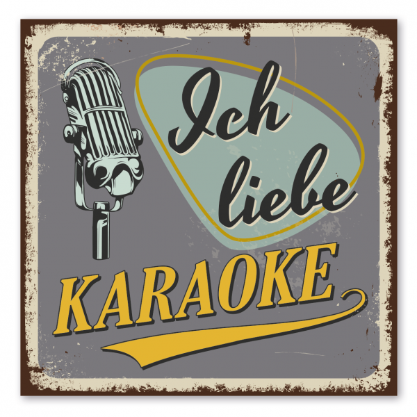 Retroschild / Vintage-Schild Ich liebe Karaoke