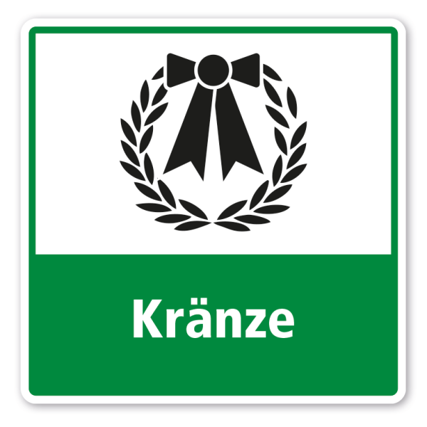 Schild zur Abfalltrennung - Kränze - Friedhof