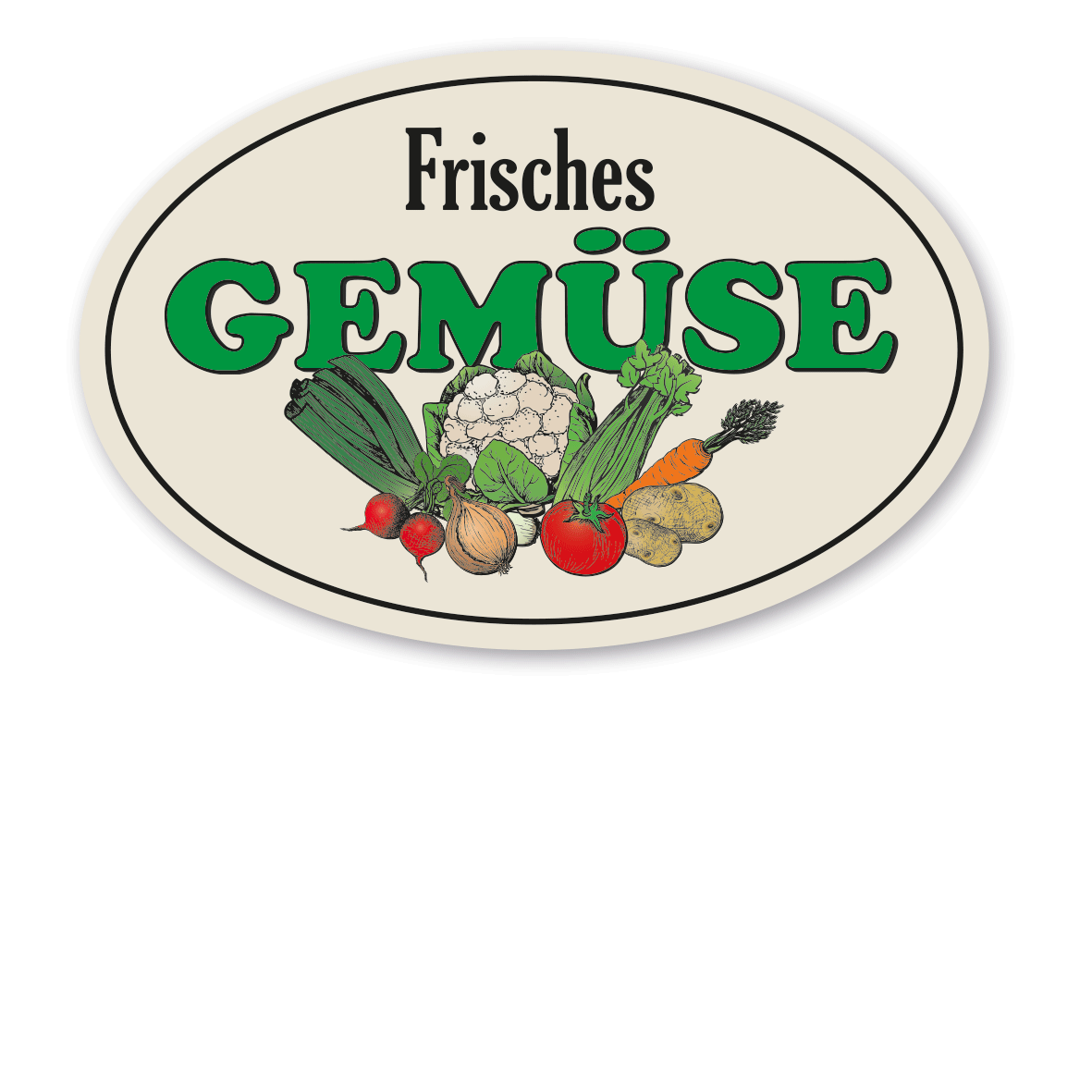 Verkaufsschild / Ernteschild Frisches Gemüse - mit Gemüseabbildung - LW