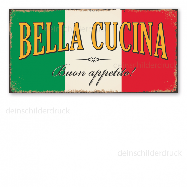 Retro Schild / Vintage-Küchenschild Bella cucina - Buon appetito