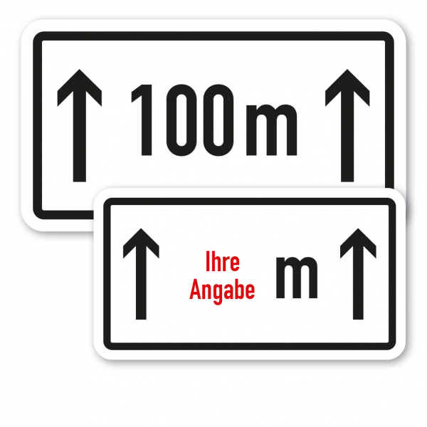 Zusatzzeichen Individuelle Entfernungsangabe mit Richtungspfeilen - Verkehrsschild VZ-1001-30