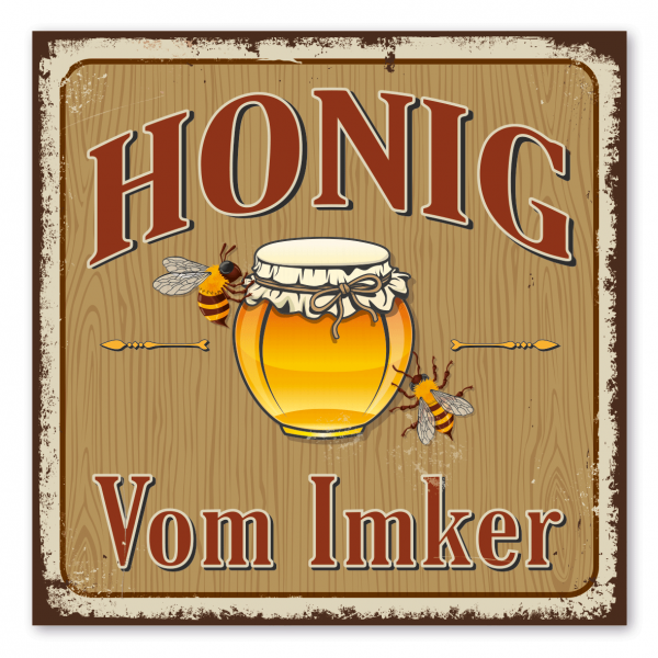 Retroschild / Vintage-Schild Honig vom Imker - Bienenschild