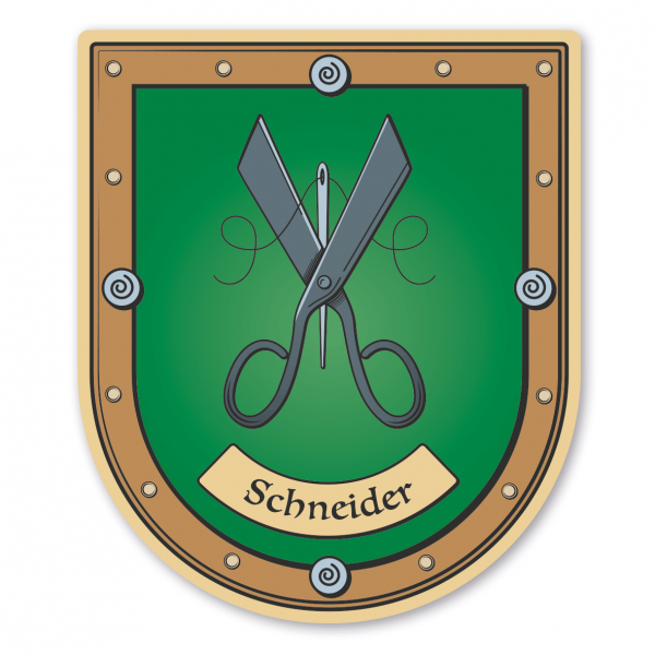 Maibaumschild / Zunftwappen Schneider mit Zunftnamen oder Ihrem Wunschtext - Wappen B