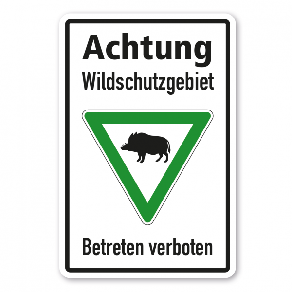 Hinweisschild Achtung Wildschutzgebiet - Betreten verboten - Wildschwein - Kombi