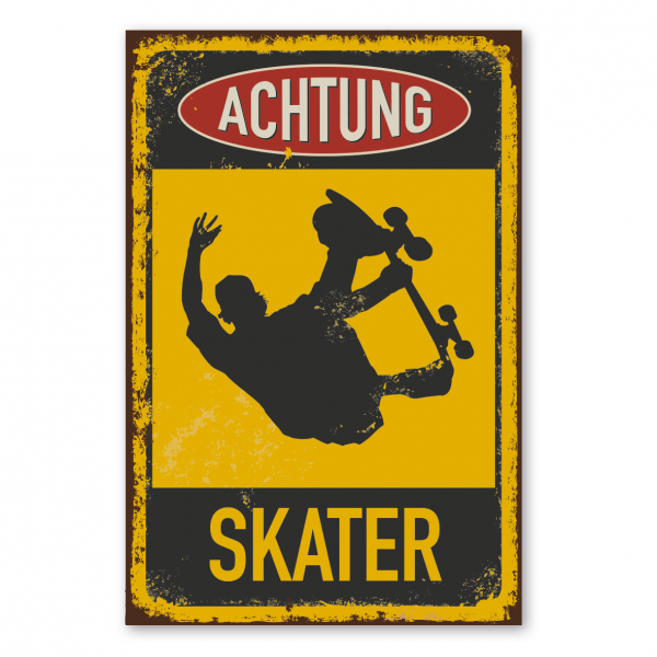 Retroschild / Vintage-Warnschild Achtung Skater