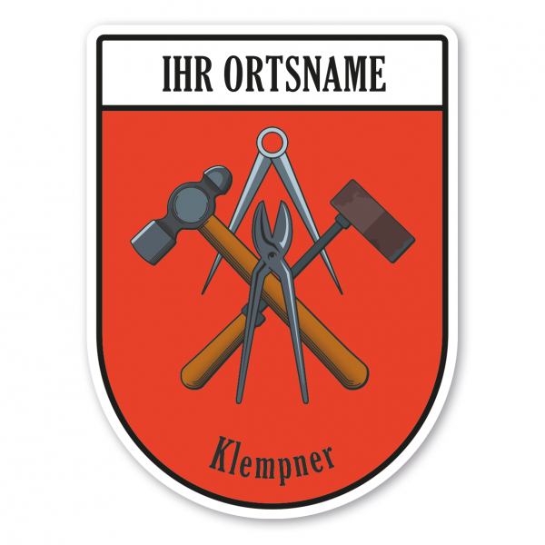 Maibaumschild / Zunftwappen Klempner mit Zunftnamen, Ortsnamen oder Ihrem Wunschtext - Wappen BL