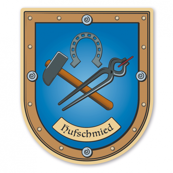 Maibaumschild / Zunftwappen Hufschmied - Schmied mit Zunftnamen oder Ihrem Wunschtext - Wappen B