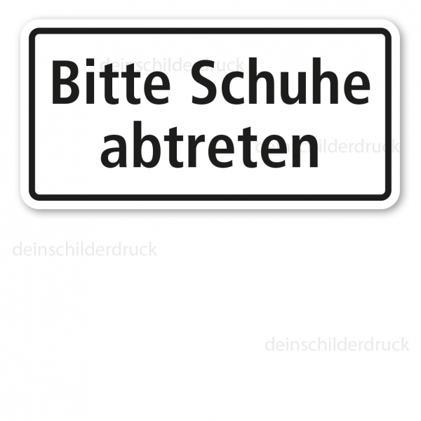 Textschild Bitte Schuhe abtreten