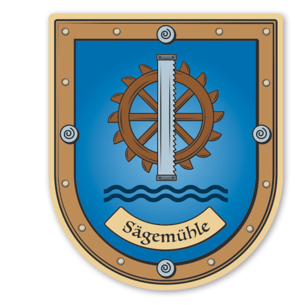 Maibaumschild / Zunftwappen Sägemühle - mit Zunftnamen oder Ihrem Wunschtext - Wappen B