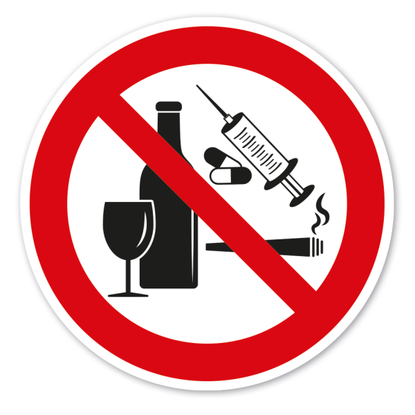Verbotszeichen Alkohol und Drogen verboten