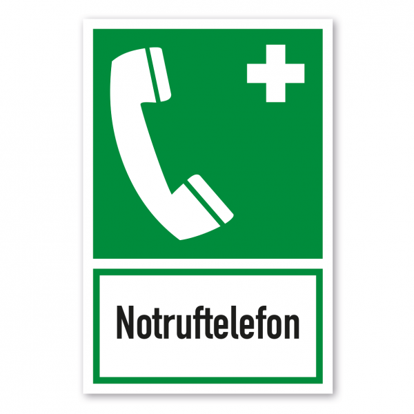 Rettungsschild Notruftelefon - Rettungstelefon - Kombi - ISO 7010 - E004-K