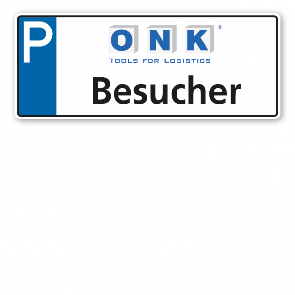 Parkplatzschild / Parkplatzreservierer mit Ihrem Wunschnamen oder Wunschkennzeichen und Firmenlogo