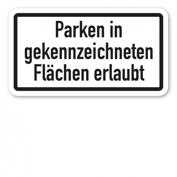 Zusatzzeichen Parken in gekennzeichneten Fläche erlaubt - Verkehrsschild  VZ-1053-30