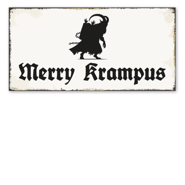 Retro Schild Merry Krampus