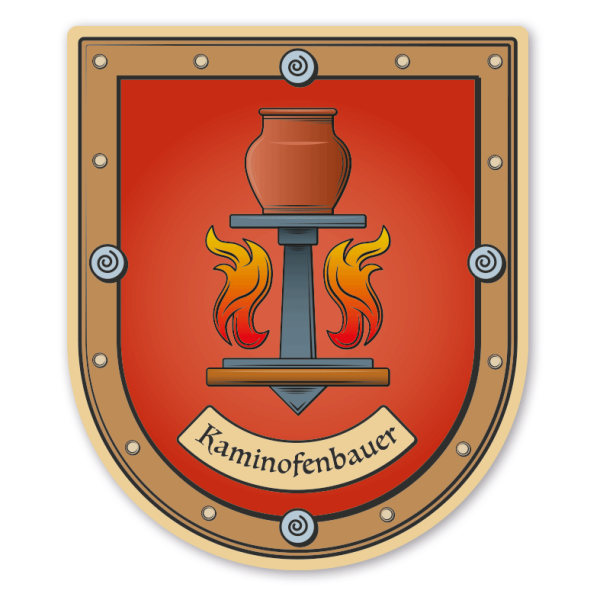 Maibaumschild / Zunftwappen Kaminofenbauer - mit Zunftnamen oder Ihrem Wunschtext - Wappen B