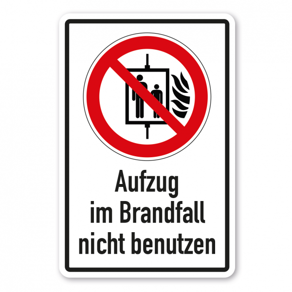 Verbotsschild Aufzug im Brandfall nicht benutzen - Kombi – ISO 7010 - P020-K