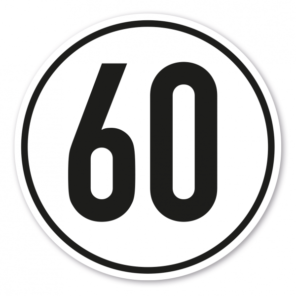 Verkehrsschild - Geschwindigkeitsschild 60 km/h - nach StVZO § 58 - VZ-PR-46
