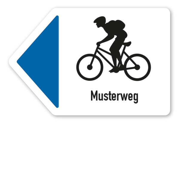 Pfeilschild zur Kennzeichnung von Radwegen in 7 Farben mit Wunschtext – linksweisend