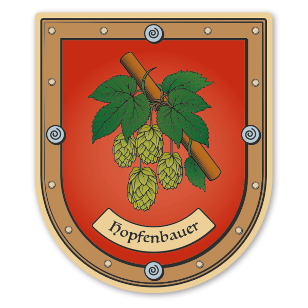 Maibaumschild / Zunftwappen Hopfenbauer - mit Zunftnamen oder Ihrem Wunschtext - Wappen B