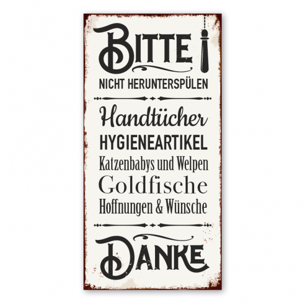 Retro Farmhouse-Schild Spülregeln - Bitte nicht herunterspülen - Toilettenschild