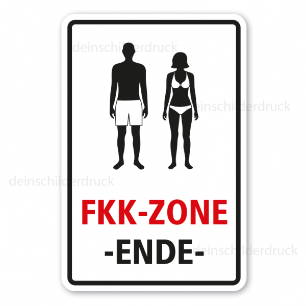 Hinweisschild FKK-Zone - Ende - Mann und Frau