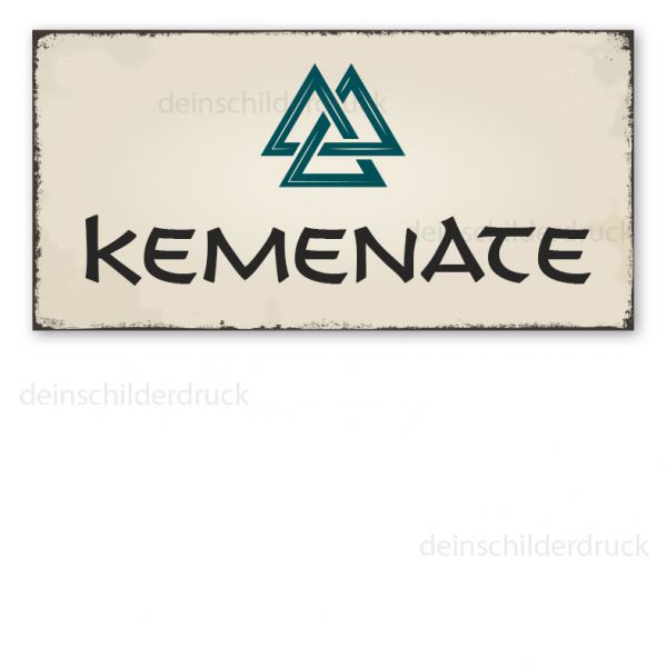 Retro Walhalla-Schild Kemenate - mit Valknut-Symbol