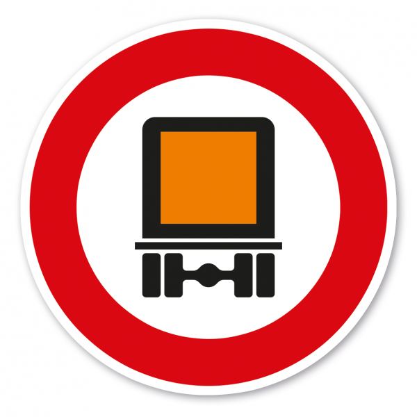 Verkehrsschild Verbot für kennzeichnungspflichtige Kraftfahrzeuge mit gefährlichen Gütern – VZ 261