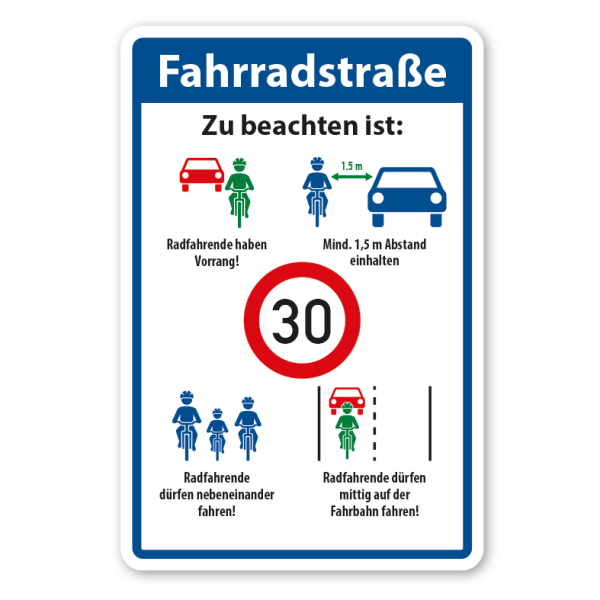 Schild Fahrradstraße - mit Hinweisen