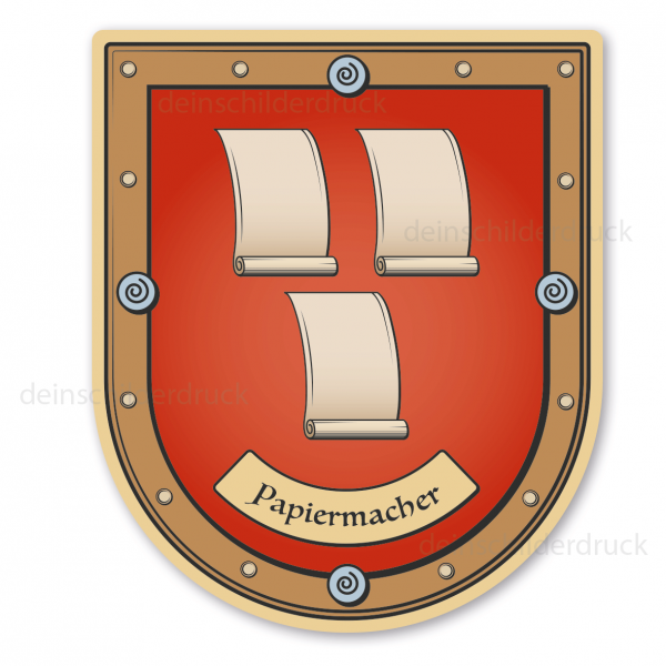 Maibaumschild / Zunftwappen Papiermacher - mit Zunftnamen oder Ihrem Wunschtext - Wappen B