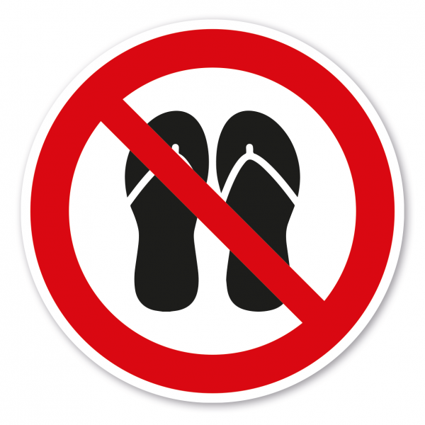 Verbotszeichen Nutzung mit Badesandalen - Flip-Flops verboten