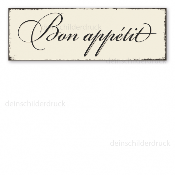 Schild für Ihr Esszimmer - Bon appétit (französisch) in Retro-Ausführung