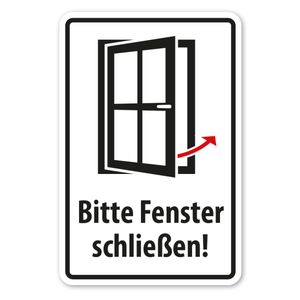 Hinweisschild Bitte Fenster schließen