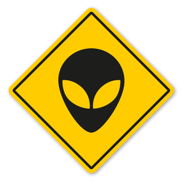 Warnschild Alien crossing - mit und ohne Text