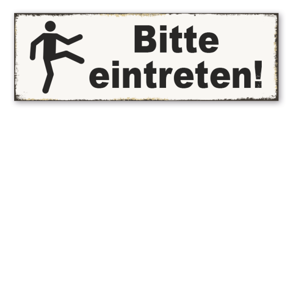 Retroschild Bitte eintreten