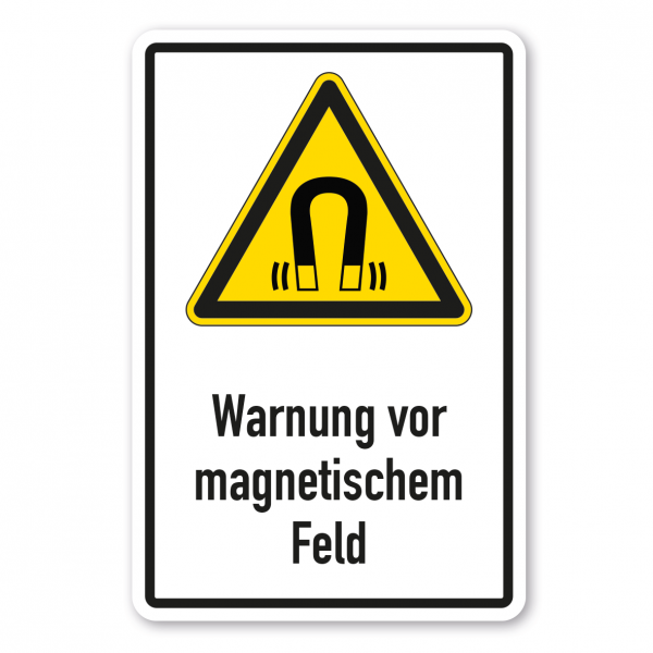 Warnschild Warnung vor magnetischem Feld - Kombi - ISO 7010 - W006-K