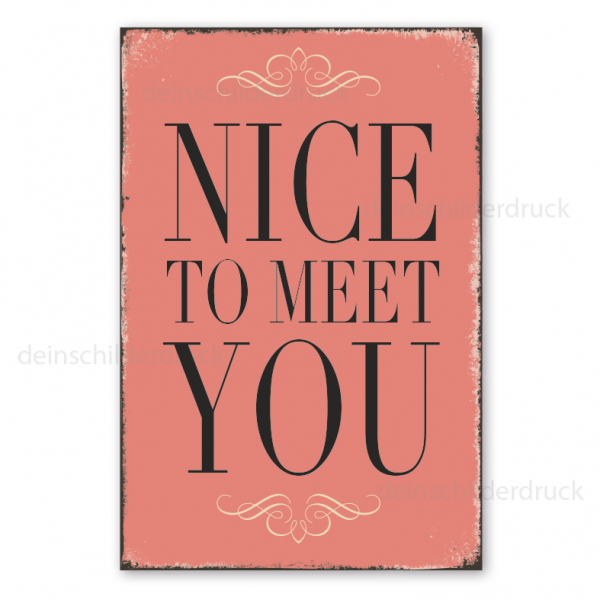 Retro Schild Nice to meet you – Pastellreihe