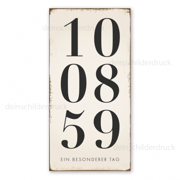 Retro Schild Ein besonderer Tag - mit Ihrem Wunschdatum