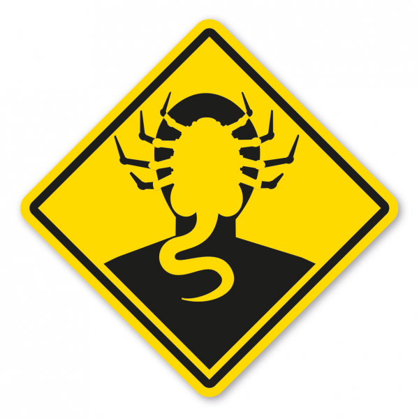 Fun-Schild Warnung vor Infektion durch außerirdische Lebensformen (Alien)